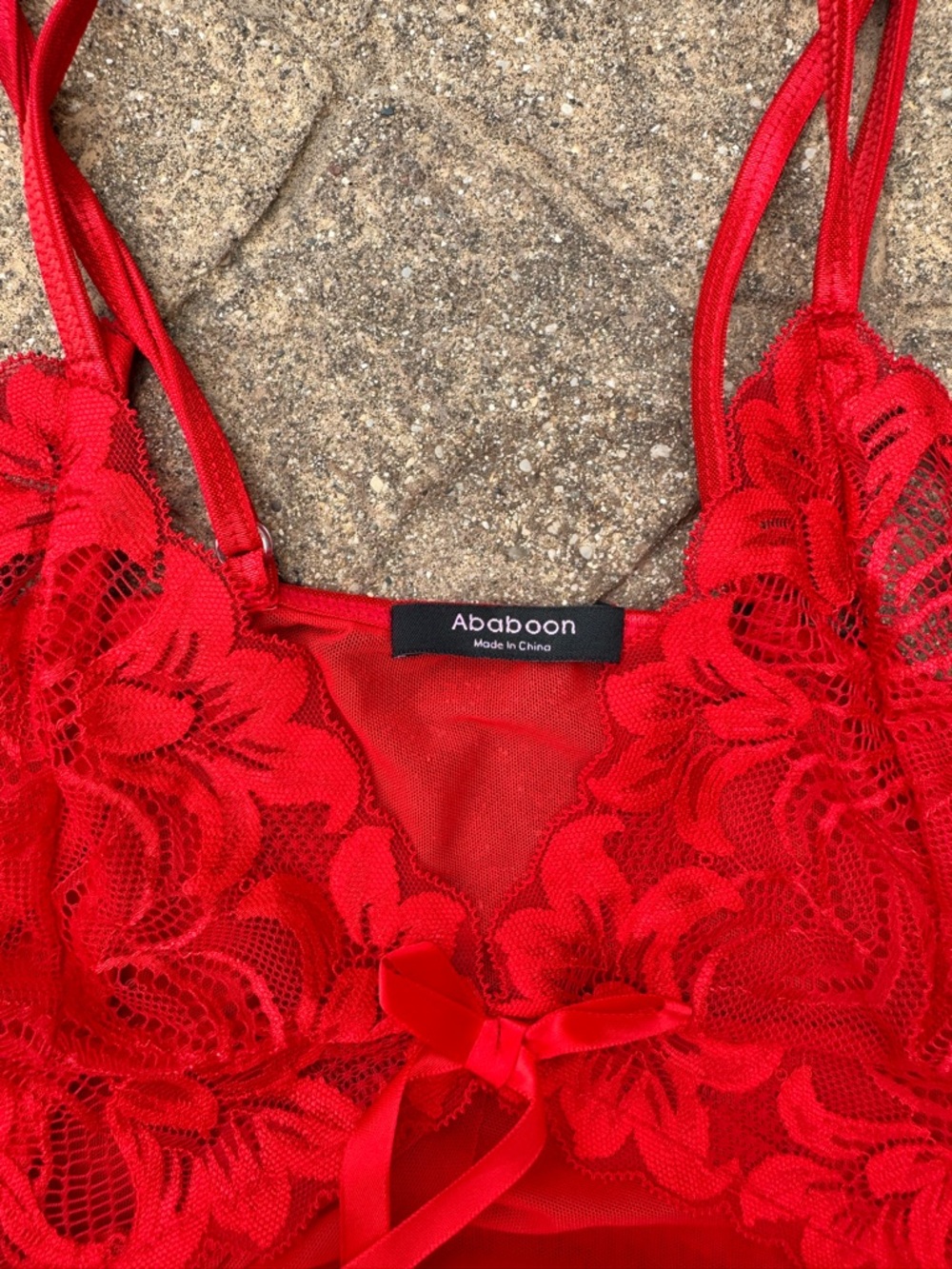Ababoon Red Lace Lingerie Slip